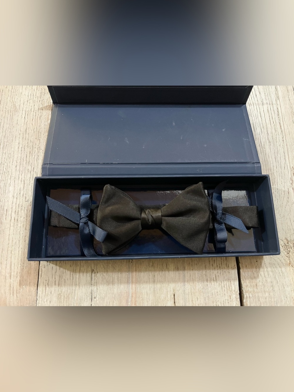David Donahue Mens Black Silk Bow Tie Adjustable Made in USA